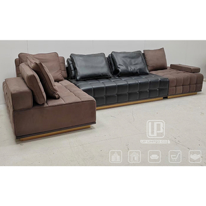 Hot Selling Black Coffee Color Leather Modern Sectional L Shape Set Furniture Luxury <b>Sofas</b> for <b>Living</b> <b>Room</b> 01 Coffee Color Leath - Product Image 1