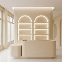 Comptoir de caisse moderne et élégant pour salon de beauté, table de bar de luxe moderne, armoire de réception blanche, poste de travail pour entreprise de beauté et clinique médicale