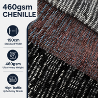Tissu d'ameublement tissé de poids moyen 460 g/m², teint uni, 100 % polyester, toucher doux, luxe, durable, chenille, résistant aux taches