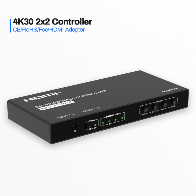 2x2 4K30 HDMI Video Wall Controller 1X2 1X4 1X3 2X1 3X1 4X1 Video 2x2 TV Video Wall Processor with Audio Extract