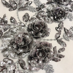 Sequined 3D hoa Cô Dâu Váy DIY thêu ren đính handcut vải lt2582a - Product Image 5