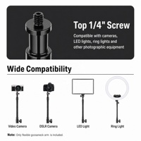 Bras flexible en métal Prime Focus 11''/28 cm avec filetage 1/4'' pour éclairages vidéo LED, flash annulaire et accessoires de photographie
