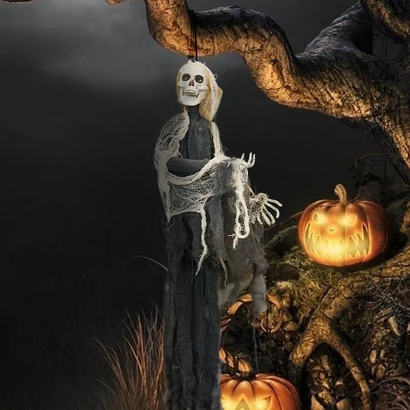 Halloween interior e exterior decorações penduradas Witch & Grim Reaper com braços Bendable