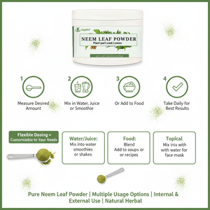 天然健康ハーブパウダー ニームサプリメント 肌と髪のための天然デトックス剤 アーユルヴェーダハーブ ニーム葉パウダー - Product Image 4