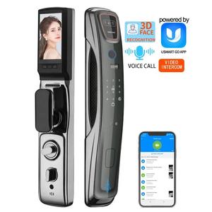 Cerradura de Puerta con Videoportero Usmart <span class=keywords><strong>Enrique</strong></span> Go, Lector Biométrico Automático de Tarjetas, Acabado Cromado, Reconocimiento de Huellas Dactilares, Aplicación Wifi, Nube - Product Image 1