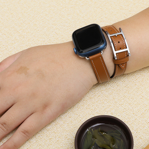 Nouveau design 2026 – Bracelets de montre en <span class=keywords><strong>cuir</strong></span> Hapi Attelage Double Tour pour <span class=keywords><strong>Apple</strong></span> <span class=keywords><strong>Watch</strong></span> Series 11 avec boucle Behapi - Product Image 3