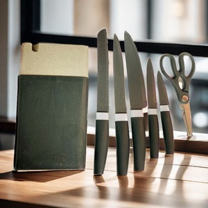 En gros, Ensemble de couteaux de cuisine en acier inoxydable, comprenant couteau de chef, couteau à découper, couteau à éplucher, ciseaux et bloc de rangement - Product Image 6