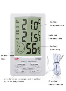 Hete Verkoop KT-907 Digitale Indoor Outdoor Thermometer <span class=keywords><strong>Hygrometer</strong></span>-Groot Lcd-Scherm, Comfort Graad Glimlach Gezicht, ℃/Mars Cabriolet - Product Image 5