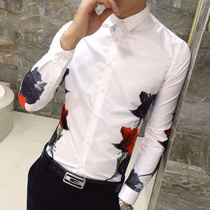 30% off Black Flower Hip Hop Print <strong>Shirt</strong> Slim Fit Party Club <strong>Flame</strong> Men Camisa Homem Male Long Sleeve <strong>Shirt</strong> Oversize 4XL E1540 - Product Image 6