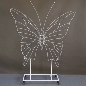 Creative <strong>Wedding</strong> Props Butterfly-Shaped Iron <strong>Frame</strong> with Wheels for Backdrop Decor - Product Image 4