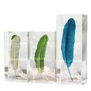 Nordic feather crystal glass pen holder flower vase book stand book baffle