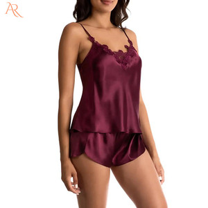 Đồ Ngủ <span class=keywords><strong>Satin</strong></span> Bộ Đồ Ngủ Thiết Kế Mới Nhất Cho Nữ Cami Buộc Dây - Product Image 3
