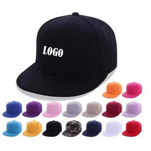 Topi Snapback bordir 3d kustom, topi pinggiran datar terstruktur 6 Panel, topi kancing belakang cepat kering