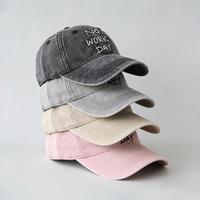 Casquette de baseball en coton sergé délavé style vintage, broderie personnalisée, NO WORK DAY, casquette Dad Hat non structurée à profil bas, casquette polo formelle, métal