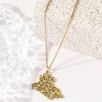 Collier Pendentif Carte Islamique Arabe Allah en Acier Inoxydable Étanche et Anti-ternissement, Bijou de Mode Coranique, Vente en Gros