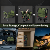 Chariot utilitaire à cadre métallique pour sorties en famille, chariot de jardin, chariot de plage portable, chariot de camping pliable à 4 roues, chariot à roulettes OEM