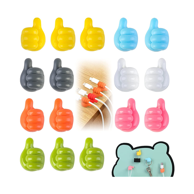 Creative Silicone Thumb Wall Multi-Function Self-Adhesive Key Wire Hook Lovely Charging Cable Hook Clip Thumb Novelty Hooks