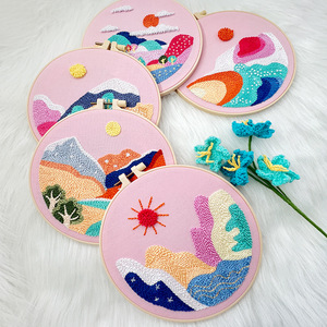 DIY Easy Crochet Punch Needle with Tools Cross Stitch Needlework Set Latch Hook Rug Embroidery Kit for Kids Adults