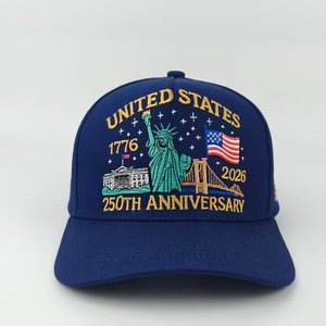Gorras de Béisbol con el 250 Aniversario de EE. UU., Diseño Retro en Relieve, Lavadas, Ajustables, con el Águila Calva, 100% Poliéster Transpirable - Product Image 1