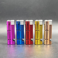 Briquet torche au butane pré-rempli, flamme jet coupe-vent, en métal électroplaqué avec ouvre-bouteille pour le marché américain