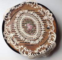 Grands napperons rétro beige en dentelle, napperons français au crochet, tapis de table brodés à la main, napperons tasse tapis