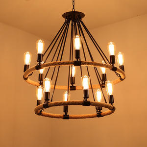 シャンデリアペンダントライト工業用麻ロープレトロシャンデリアレストランペンダントライトリビングルーム用 - Product Image 3