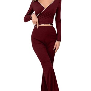 Per l'european American Cross-border autunno inverno nuovi pigiami da donna Sexy con scollo a V in vita traspirante <span class=keywords><strong>vestiti</strong></span> per la casa <span class=keywords><strong>Temu</strong></span> - Product Image 5
