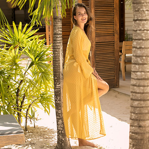 2026 2020 new Beach sunscreen loose long sleeve floral print <strong>maxi</strong> dresses sexy ladies <strong>cardigan</strong> - Product Image 4