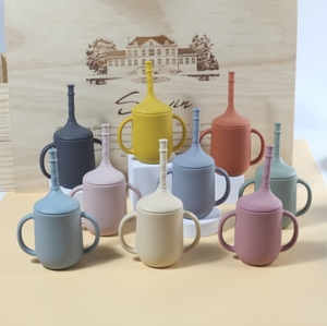 Vaso de silicona sin BPA para bebés, de calidad alimentaria, con pajita, para niños pequeños, para comer, beber agua, vajilla infantil - Product Image 3