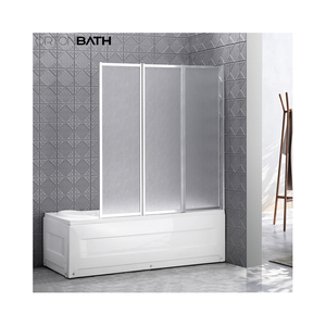 Ortonbaignoire en aluminium trois pièces, cloison de <span class=keywords><strong>baignoire</strong></span> en verre <span class=keywords><strong>pliable</strong></span> conception sans cadre, salle de bain en verre trempé, écran de <span class=keywords><strong>douche</strong></span> - Product Image 1
