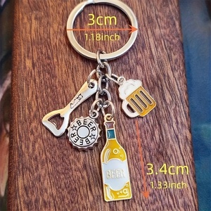Men Keychain Kẽm Hợp Kim Vòng Chìa Khóa Ice Bia Cup Rượu Vang Đỏ Móc Chìa Khóa Thanh Cho Món Quà Lưu Niệm - Product Image 5