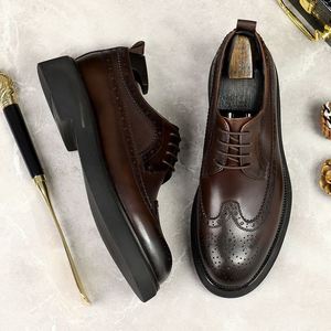 Chaussures décontractées polyvalentes pour hommes de style coréen, légères, à semelle épaisse, rehaussantes, en cuir de vachette, à lacets, motif patchwork - Product Image 6