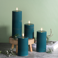 Ensemble de 4 bougies LED à flamme vacillante 3D en cire de paraffine à piles, décoratives pour la maison, vertes, en forme de pilier, de la marque Matti