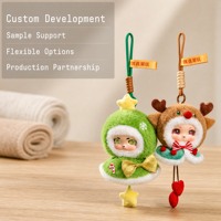 Cadeau de Noël personnalisé : Pendentif de voiture, Breloque de sac, Porte-clés, Jouets en peluche de fête, incluant des figurines en peluche à visage en vinyle de style dessin animé