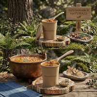 Bols à soupe en kraft de 8 oz à 32 oz, gobelets à soupe à paroi simple avec couvercle pour plats à emporter et emballage de salades