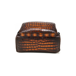 Zenos Fashion Luxury Crocodile Pattern Genuine <b>Leather</b> Waterproof Men's <b>Backpack</b> Zipper Closure <b>Large</b> Capacity Travel Business - Product Image 5