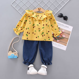 Ensembles de Vêtements pour Bébés, Ensembles d'Automne pour Enfants, Combinaisons en Jean Cerise pour Filles, Vente en Gros de Chine - Product Image 1
