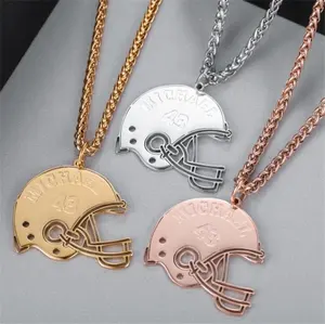 Yiwu Aceon Stainless Steel Group Team Logo Number Corrosion Pendant Gift For Men Support Jewelry Football Helmet Pendant