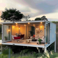 Villa Kontainer Prefab Dua Lantai yang Dapat Diperluas, Kabin Modern yang Dapat Dilepas untuk Resor, Homestay, Hotel, Rumah Liburan
