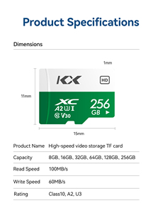 Scheda di fabbrica ad alta velocità U3 V30 TF SD 32GB 64GB 128GB Mini Memory Card 100MBs lettura 60MBs Write per la fotocamera Dashcam - Product Image 6