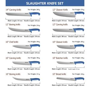 14/12/10/8 "スローターナイフセットPPハンドルステンレス鋼肉屋ナイフキッチンボニングスキニングナイフセットカスタムカラー - Product Image 6