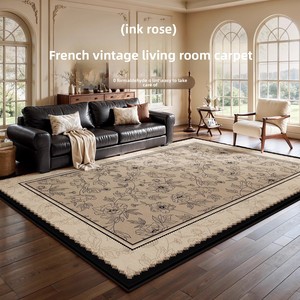 Tapis carré sur mesure en polyester et terylène, style français vintage, <span class=keywords><strong>pour</strong></span> salon et <span class=keywords><strong>chambre</strong></span> – lavable, couverture complète - Product Image 5