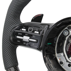Funda de cuero negro carbono inclinada con línea negra perforada Black Warrior para <span class=keywords><strong>Mercedes</strong></span> Benz C GLC E S CLS <span class=keywords><strong>AMG</strong></span> zc-809-t22-y - Product Image 6