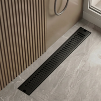 Drains de douche linéaires en acier noir mat pour salle de bain, taille personnalisable, insert pour carrelage, accessoires de salle de bain en acier inoxydable, vente en gros