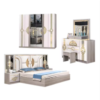 Ensemble de Chambre à Coucher Complet 5 Pièces Grand Lit avec Rangement, Structure en Bois Massif, Meuble Moderne de Luxe