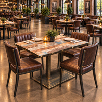 Table de restaurant industrielle rustique, surface en bois massif, table rectangulaire pour café, hôtel, bar, projet personnalisable, OEM Chine