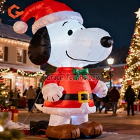 Personnages de dessins animés gonflables Snoopy de Noël, mascotte de chien Snoopy gonflable géante personnalisée pour la publicité en plein air