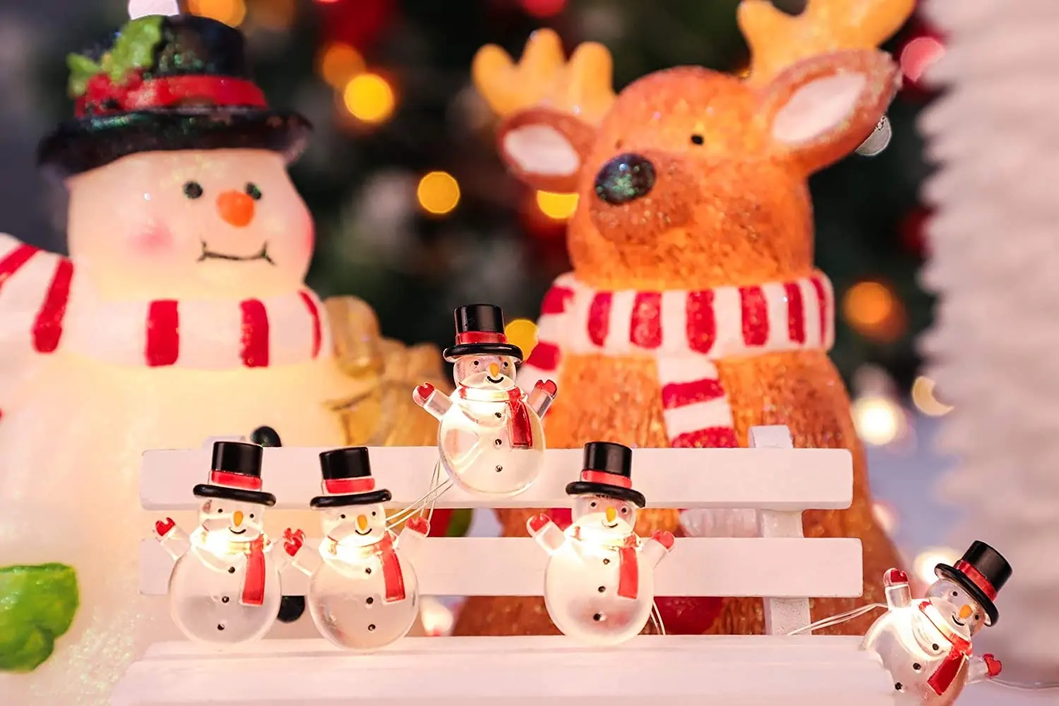 Cordão de luzes de led para decoração de quarto das crianças, boneco de neve, luzes de natal