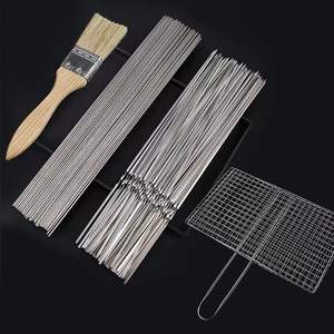 Stainless Steel Barbecue Skewers Round Flat Square Handle Corrosion Resistance Cooking <b>Baking</b> Barbecue <b>Accessories</b> - Product Image 2