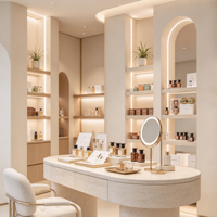 Meubles de magasin commerciaux sur mesure de luxe, vitrine transparente en verre pour parfums et maquillage, fabricant de meubles de vente au détail pour bijoux